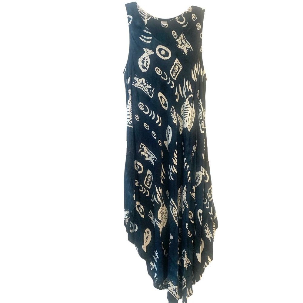 Advanced Apparels Batik Asymetrical Hem Dress Cover Up Sleeveless One Size